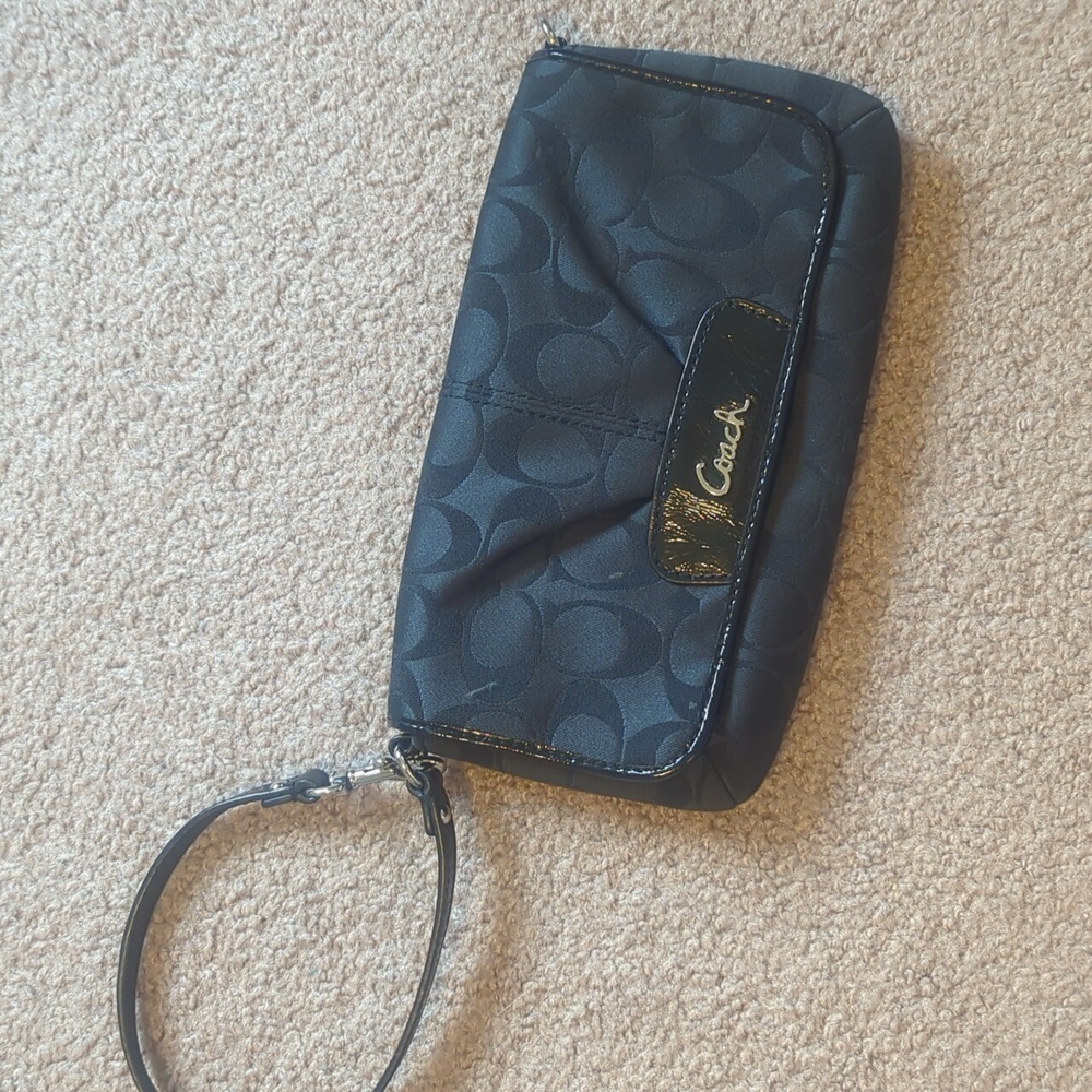 COACH Black Ashley Flap Wristlet Clutch
